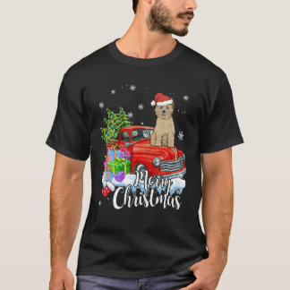 Cairn Terrier Riding Red Truck Merry Christmas Xma T-Shirt