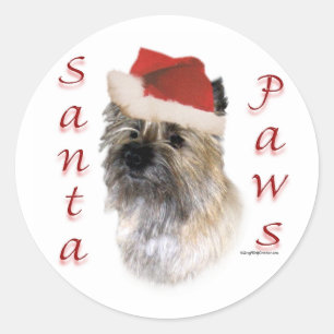 Cairn Terrier Santa Paws Classic Round Sticker