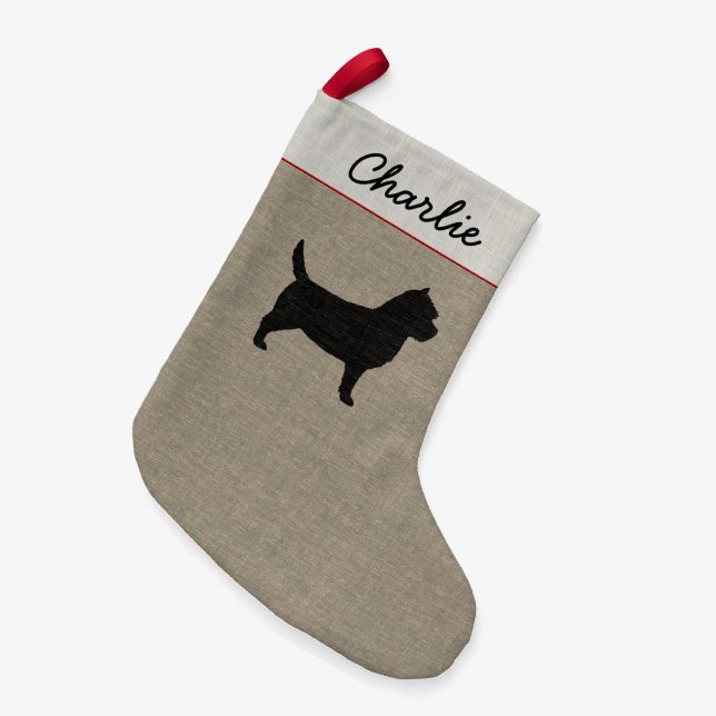 Cairn Terrier Silhouette Cute Dog Personalised Small Christmas Stocking (Front (Hanging))
