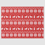 Cairn Terrier Silhouettes Christmas Pattern Red Tissue Paper<br><div class="desc">Festive Red and White Christmas Sweater Style Pattern with Cairn Terrier Silhouettes</div>