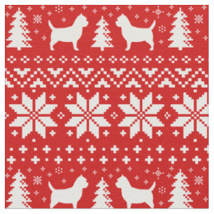 Cairn Terrier Silhouettes Dogs Christmas Holiday Fabric