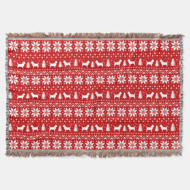 Cairn Terrier Silhouettes Dogs Christmas Pattern Throw Blanket (Front)