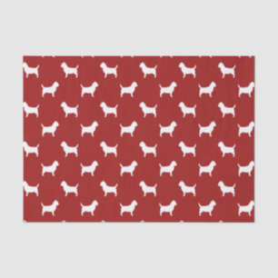 Cairn Terrier Silhouettes Pattern Red Tissue Paper