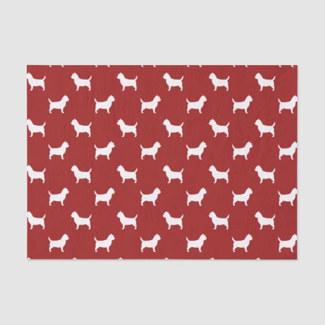 Cairn Terrier Silhouettes Pattern Red Tissue Paper (Front)
