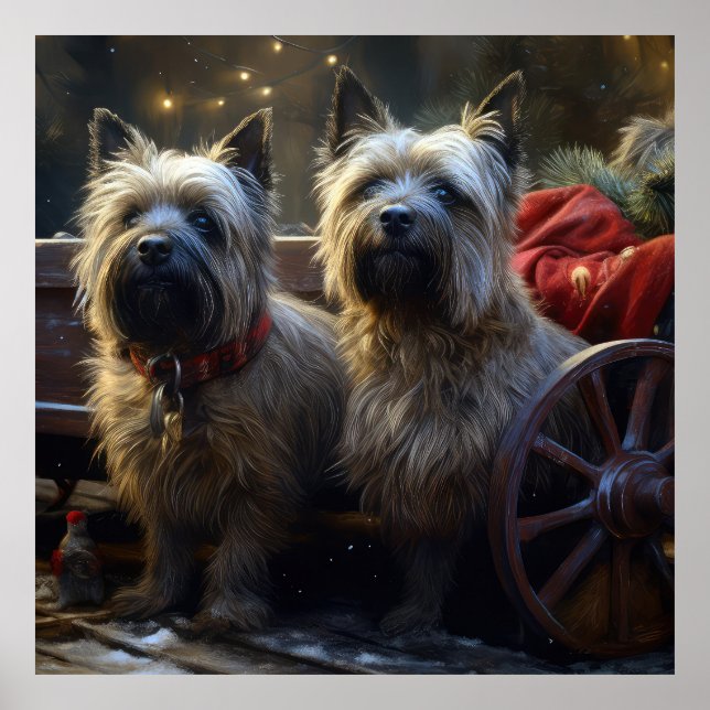 Cairn Terrier Snowy Sleigh Christmas Decor  (Front)