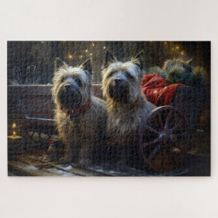 Cairn Terrier Snowy Sleigh Christmas Decor  Jigsaw Puzzle