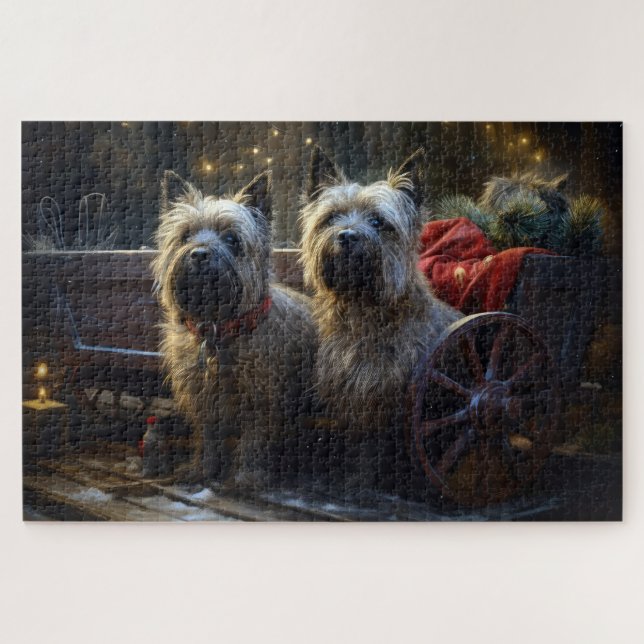 Cairn Terrier Snowy Sleigh Christmas Decor  Jigsaw Puzzle (Horizontal)