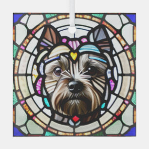 Cairn Terrier "Stained Glass"  Glass Tree Decoration