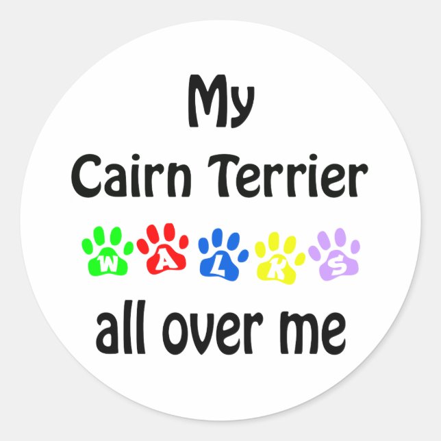 Cairn Terrier Walks Design Classic Round Sticker (Front)