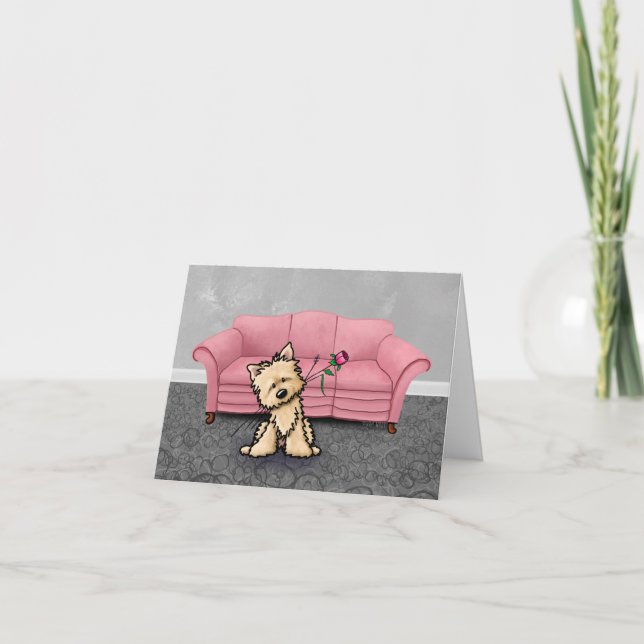 Cairn Terrier with Pink Sofa Blank Card (Front)