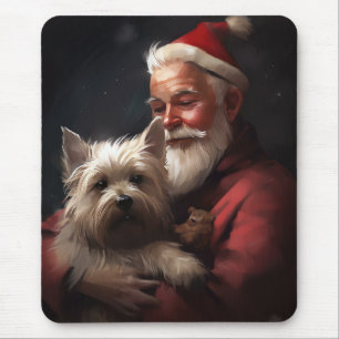 Cairn Terrier With Santa Claus Festive Christmas Mouse Pad