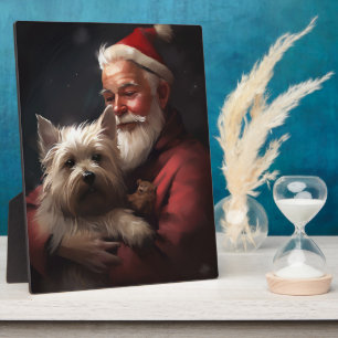 Cairn Terrier With Santa Claus Festive Christmas Plaque