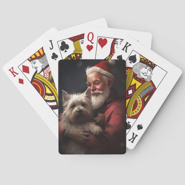Cairn Terrier With Santa Claus Festive Christmas Playing Cards (Back)