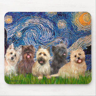 Cairn Terriers (Five) - Starry Night Mouse Pad