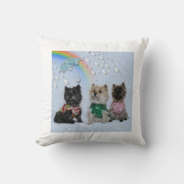 Cairn Terriers Singing In The Rain Pillow (Front)