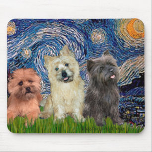 Cairn Terriers (three) - Starry Night Mouse Pad