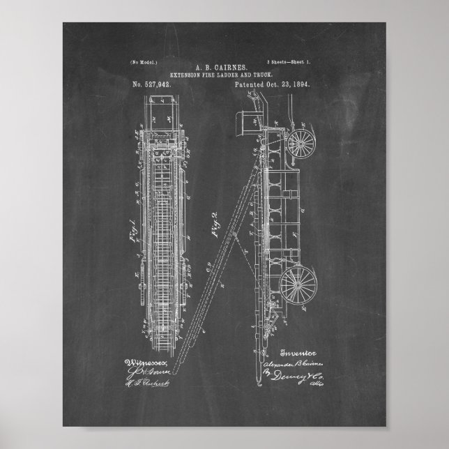 Cairnes Extension Fire-ladder And Truck Patent - C Poster (Front)