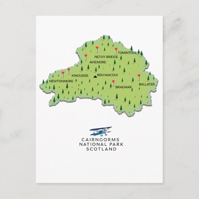 Cairngorms National Park map Postcard (Front)