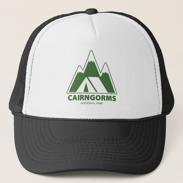 Cairngorms National Park Mountains Camping Trucker Hat (Front)