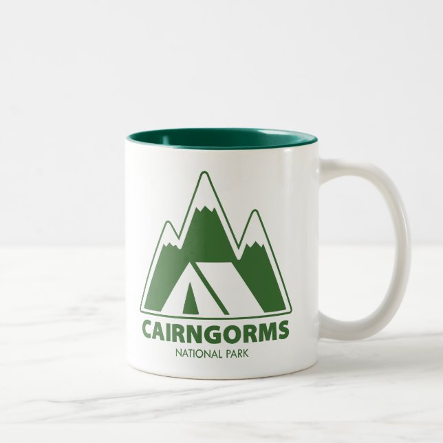 Cairngorms National Park Mountains Camping Two-Tone Coffee Mug (Right)