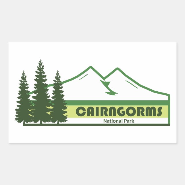 Cairngorms National Park Scotland Green Stripes Rectangular Sticker (Front)