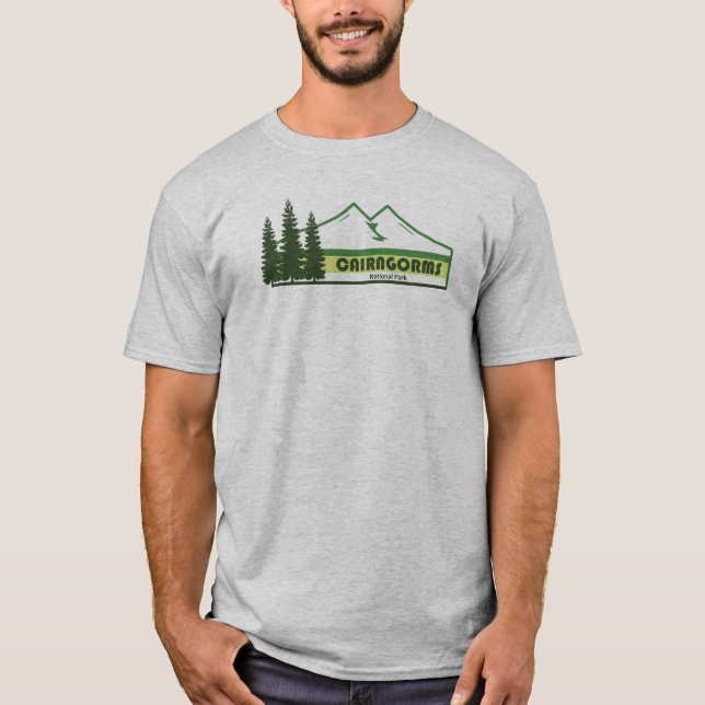 Cairngorms National Park Scotland Green Stripes T-Shirt (Front)