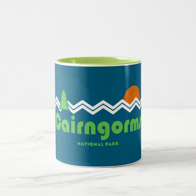 Cairngorms National Park Scotland Retro Two-Tone Coffee Mug (Center)