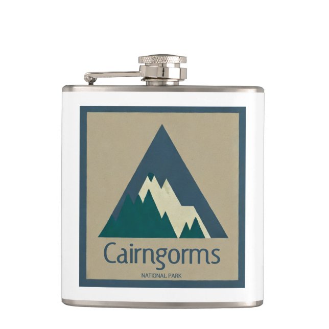 Cairngorms National Park Scotland Rustic Hip Flask (Front)