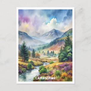 Cairngorms National Park Watercolor Painting Postcard
