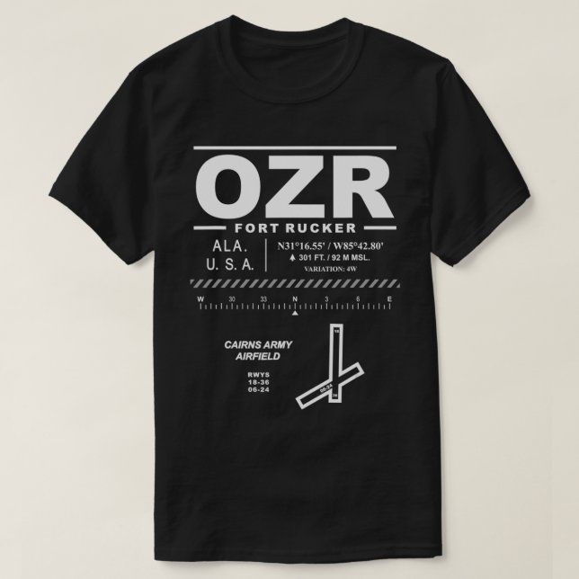 Cairns Army Airfield Fort Rucker Ozark Alabama OZR T-Shirt (Design Front)