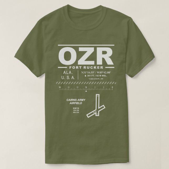 Cairns Army Airfield Fort Rucker OZR T-Shirt (Design Front)