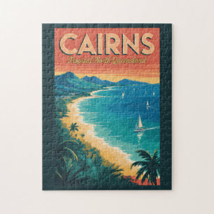 Cairns Australia Illustration Travel Art Vintage Jigsaw Puzzle