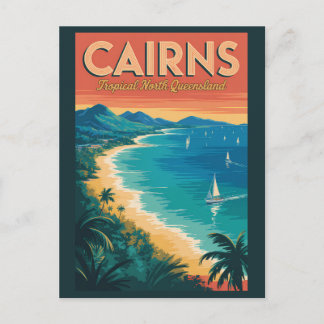Cairns Australia Illustration Travel Art Vintage Postcard