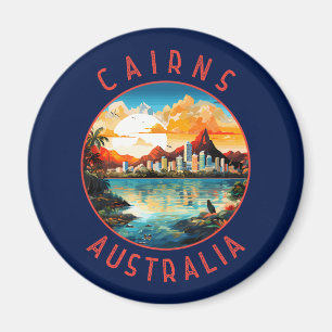 Cairns Australia Retro Distressed Circle Magnet
