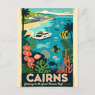 Cairns Australia Retro Travel Poster Art Postcard