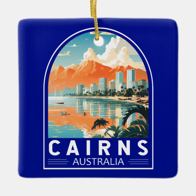 Cairns Australia Travel Art Vintage Ceramic Ornament (Front)