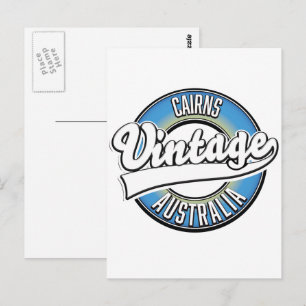 Cairns Australia vintage logo. Postcard