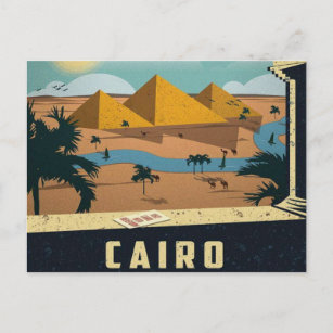 cairo Ancient Egypt Pyramids Travel Vintage retro Postcard