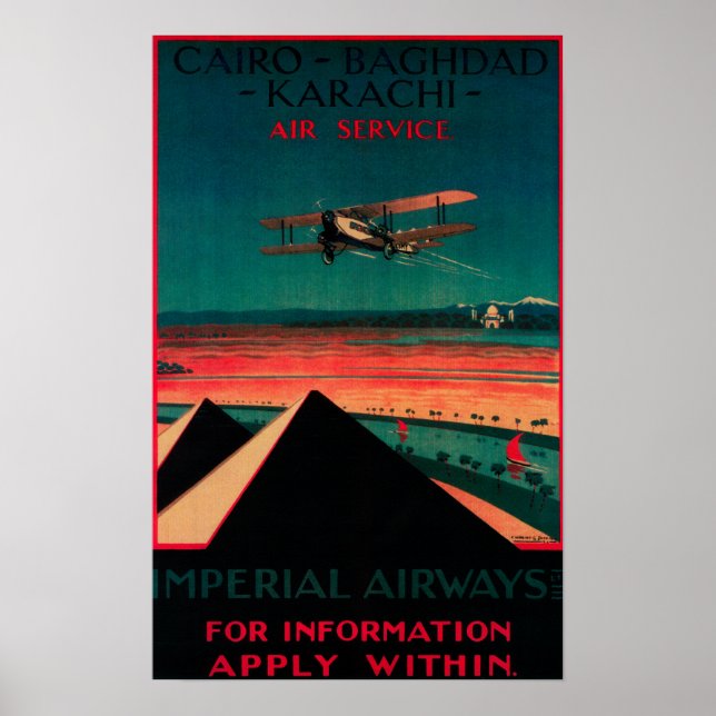 Cairo - Bagdad - Karachi Air Vintage Poster (Front)