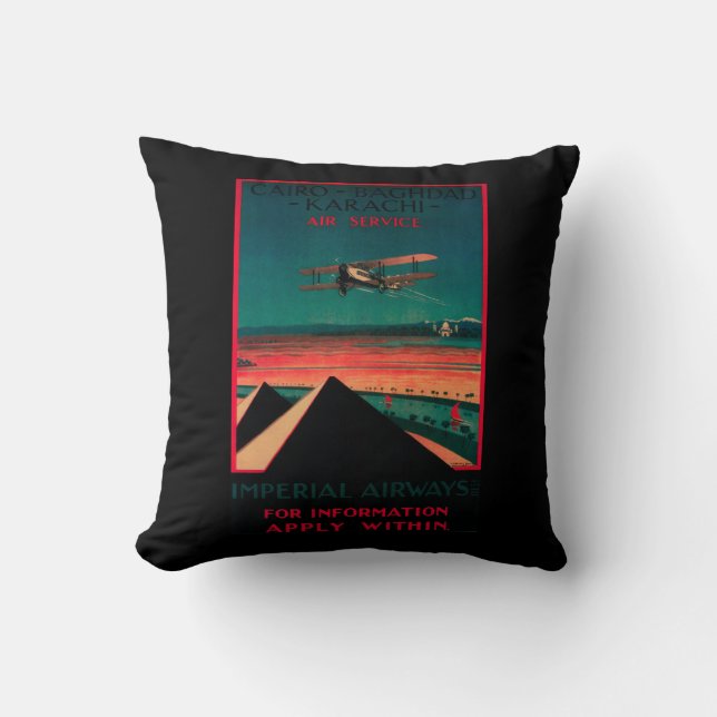 Cairo - Bagdad - Karachi Air Vintage Poster Cushion (Front)