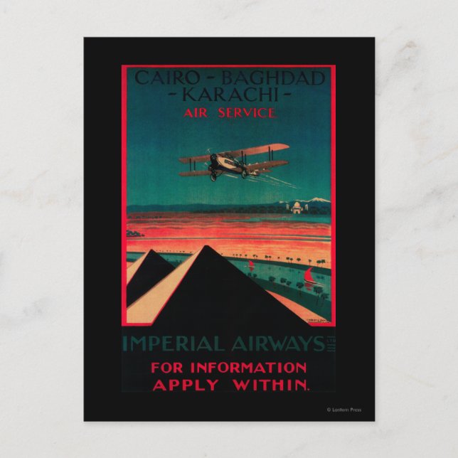 Cairo - Bagdad - Karachi Air Vintage Poster Postcard (Front)