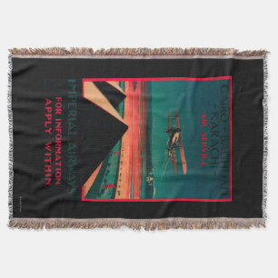 Cairo - Bagdad - Karachi Air Vintage Poster Throw Blanket