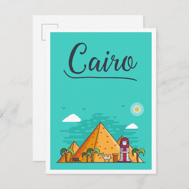 Cairo Egypt Art Travel Illustration Postcard (Front/Back)