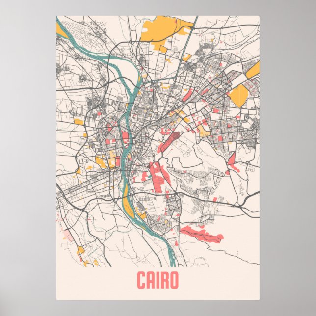 Cairo - Egypt Chalk City Map Poster (Front)