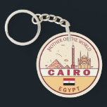 Cairo Egypt City Skyline Emblem Key Ring<br><div class="desc">Cairo minimalist,  colourful art design featuring monuments and landmarks of the city in Egypt.</div>