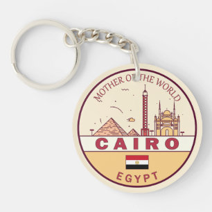 Cairo Egypt City Skyline Emblem Key Ring