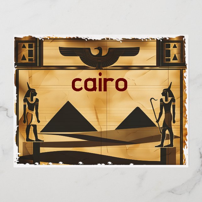 Cairo, Egypt Postcard...Here is Cairo Foil Holiday Postcard (Front)