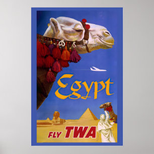 Cairo Egypt Pyramids Camel World Vintage Travel Poster