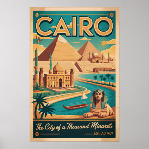 Cairo Egypt Retro Travel Poster Art Print