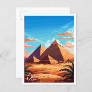 Cairo Egypt travel Vintage illustration Postcard
